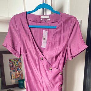 Purple/Lilac Button Midi Dress - Urban Outfitters